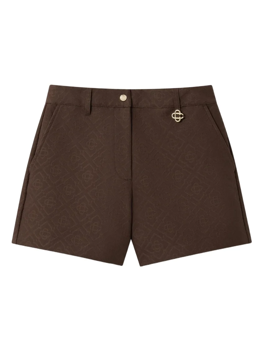 Casablanca Dark Brown Cotton Monogram Shorts
