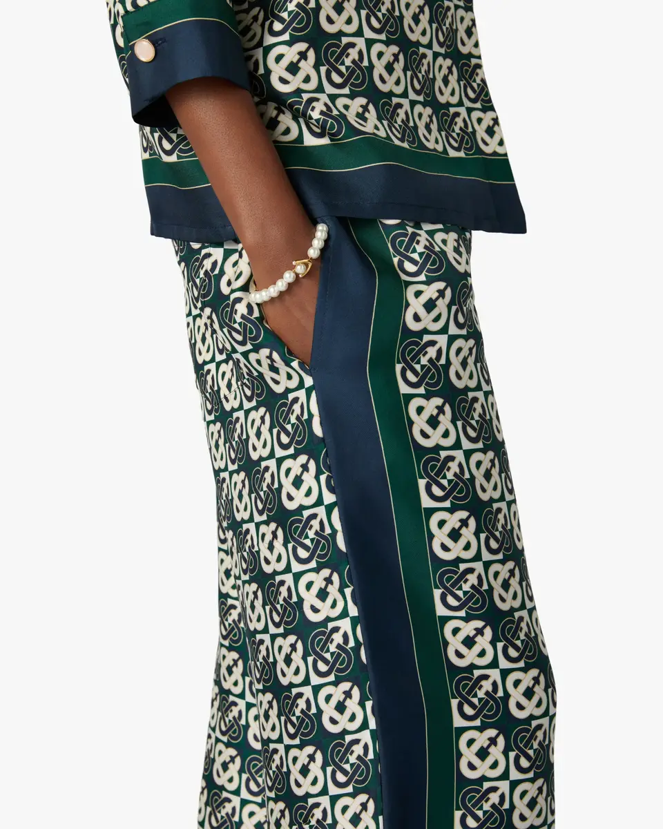 Casablanca Green & Navy Check Monogram Silk Trousers | Thumbnail 5 Casablanca Green & Navy Check Monogram Silk Trousers | Thumbnail 5