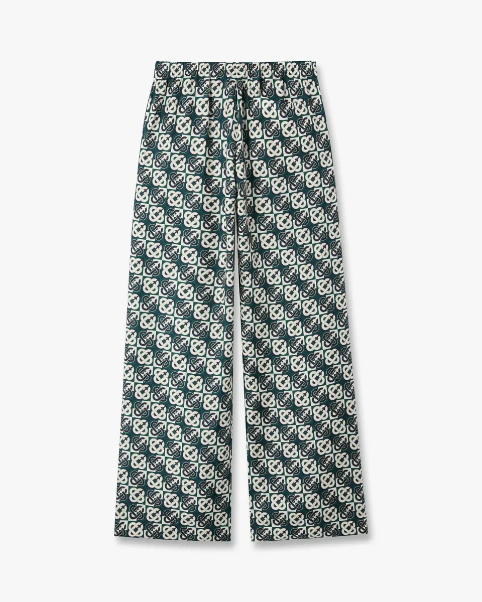 Casablanca Green & Navy Check Monogram Silk Trousers | Thumbnail 6 Casablanca Green & Navy Check Monogram Silk Trousers | Thumbnail 6