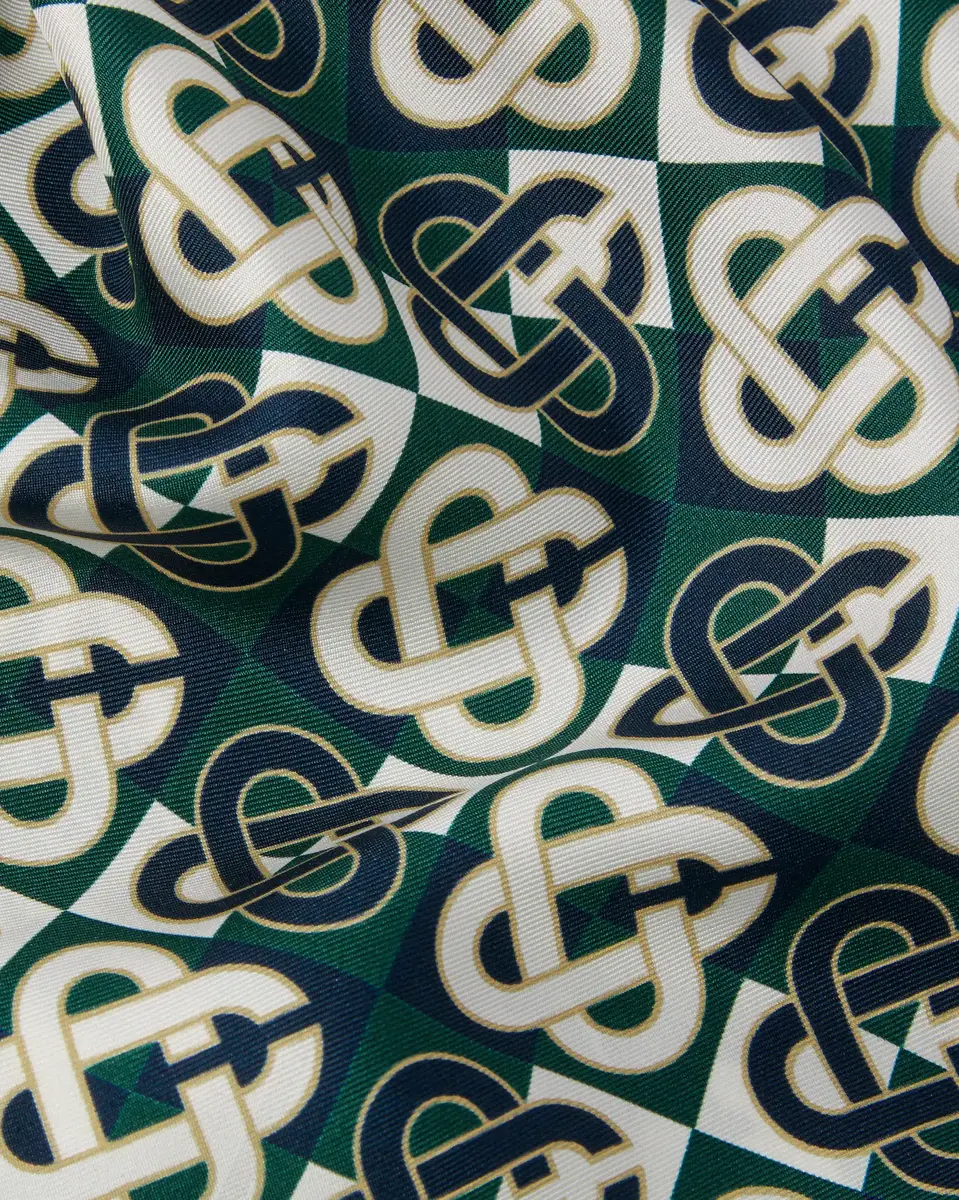 Casablanca Green & Navy Check Monogram Silk Trousers | Thumbnail 7 Casablanca Green & Navy Check Monogram Silk Trousers | Thumbnail 7