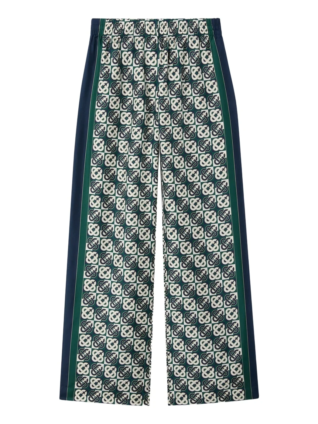 Casablanca Green & Navy Check Monogram Silk Trousers