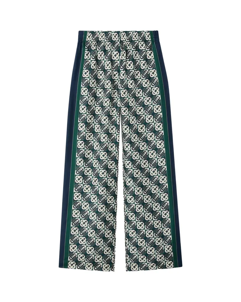 Green & Navy Check Monogram Silk Trousers Green & Navy Check Monogram Silk Trousers