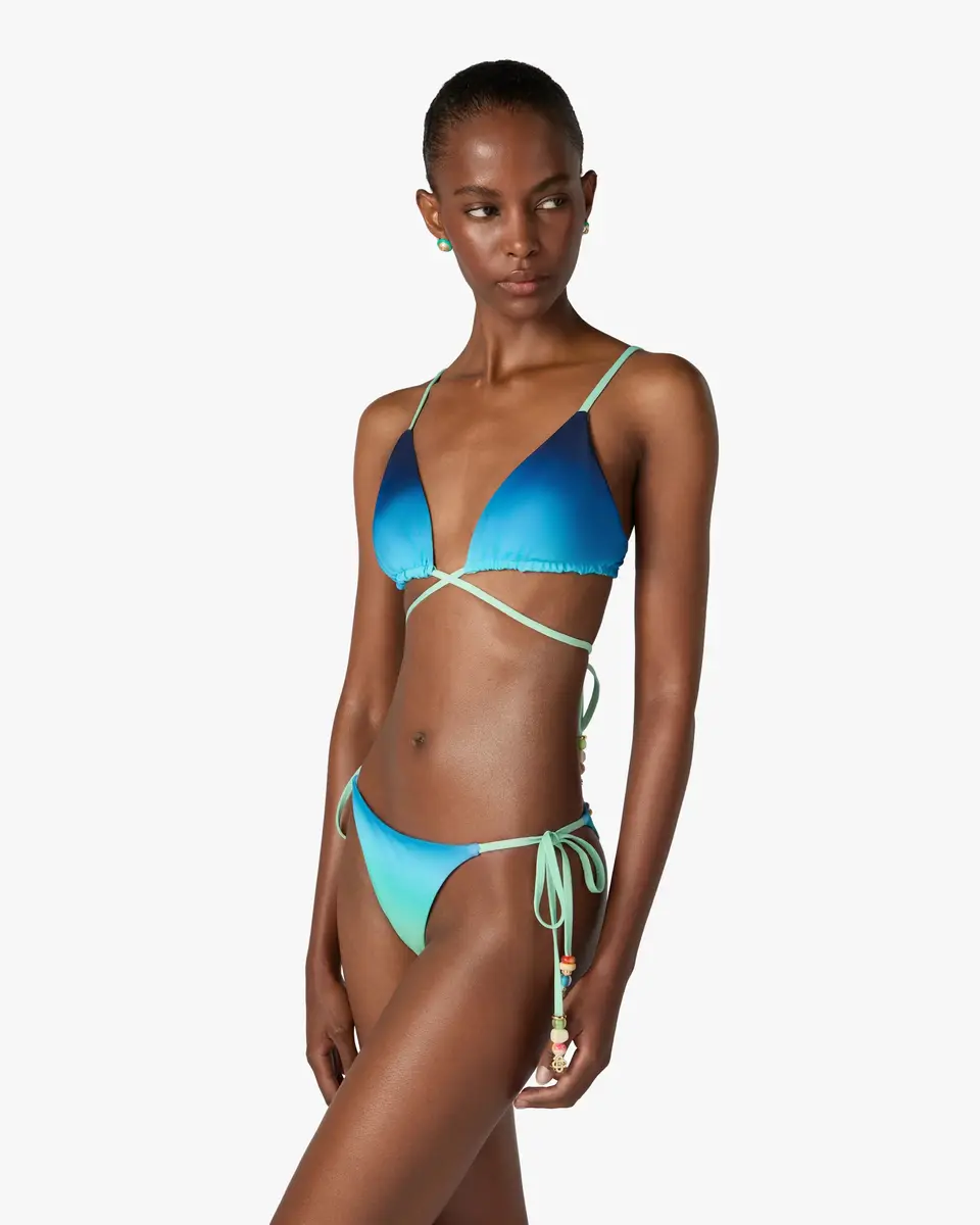 Casablanca Blue & Green Gradient String Beaded Bikini Bottom | Thumbnail 2