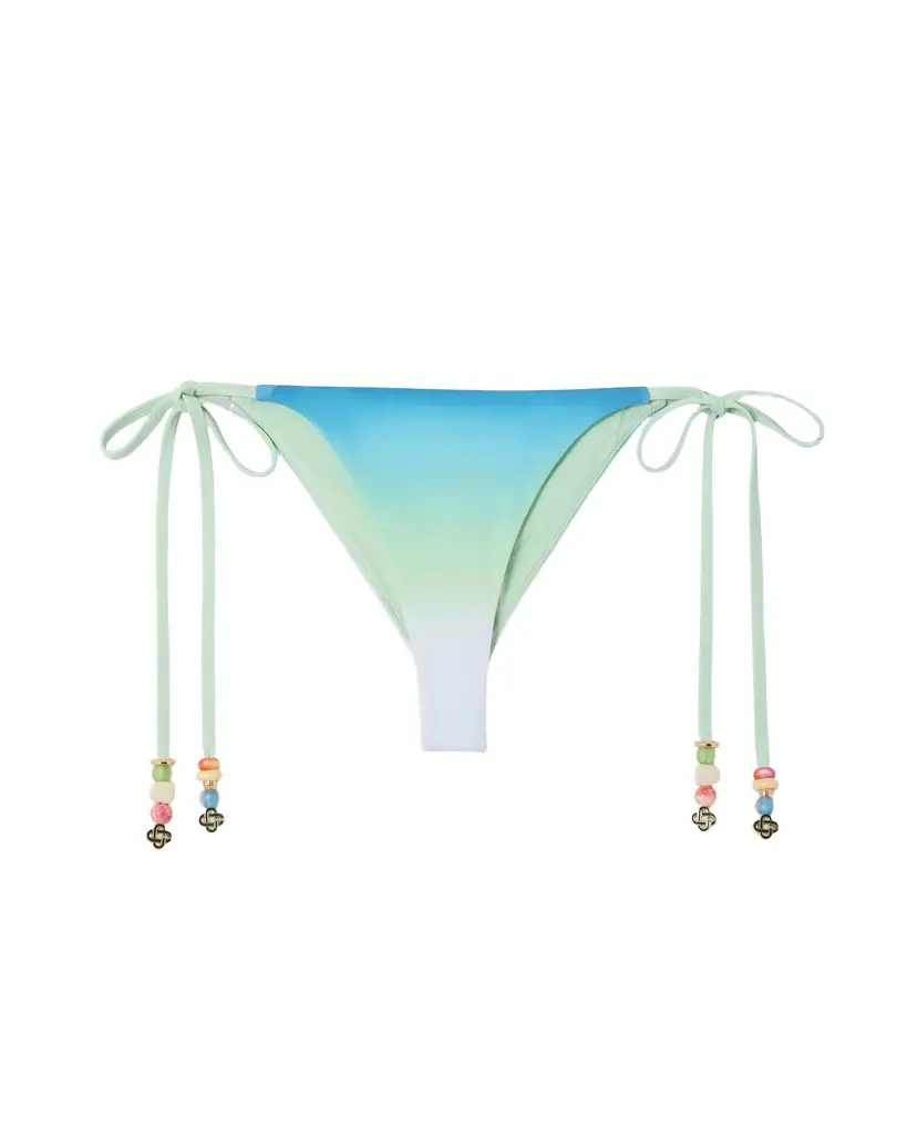 Casablanca Blue & Green Gradient String Beaded Bikini Bottom