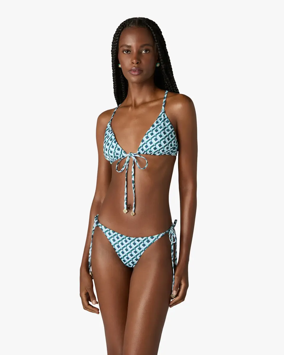 Casablanca Green Cubist CC Monogram String Beaded Bikini Bottom | Thumbnail 2 Casablanca Green Cubist CC Monogram String Beaded Bikini Bottom | Thumbnail 2