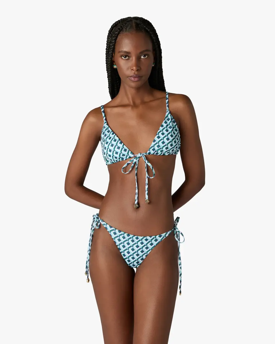 Casablanca Green Cubist CC Monogram String Bikini Top | Thumbnail 2 Casablanca Green Cubist CC Monogram String Bikini Top | Thumbnail 2