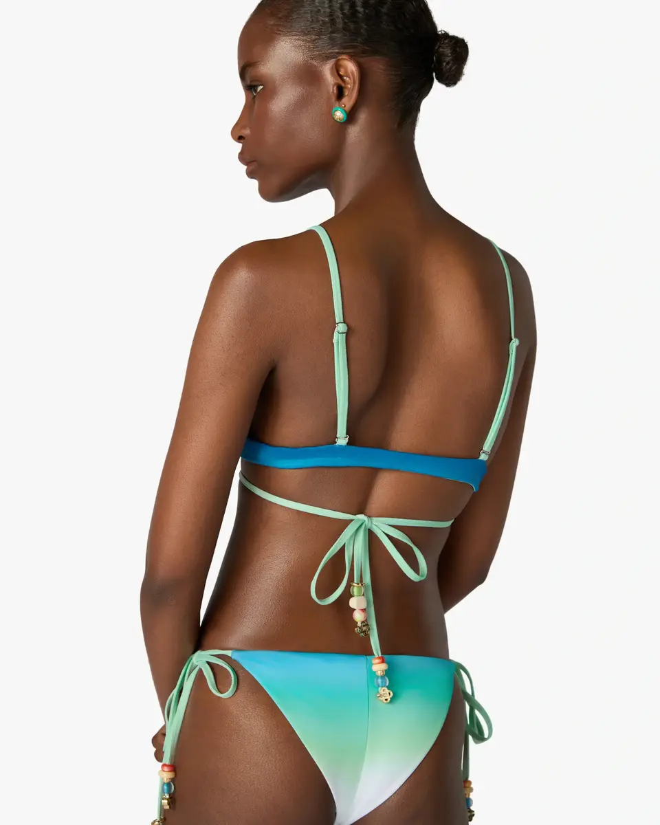 Casablanca Blue & Green Gradient String Beaded Bikini Top | Thumbnail 3