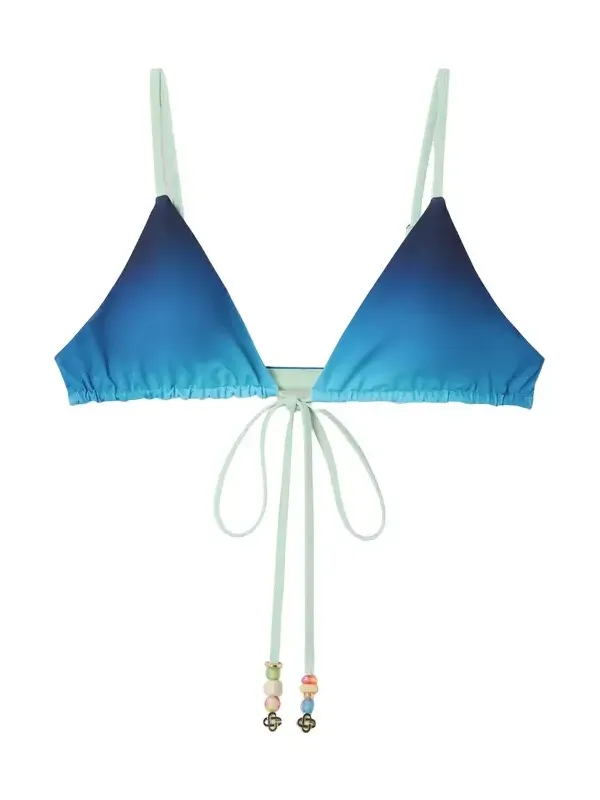 Blue & Green Gradient String Beaded Bikini Top