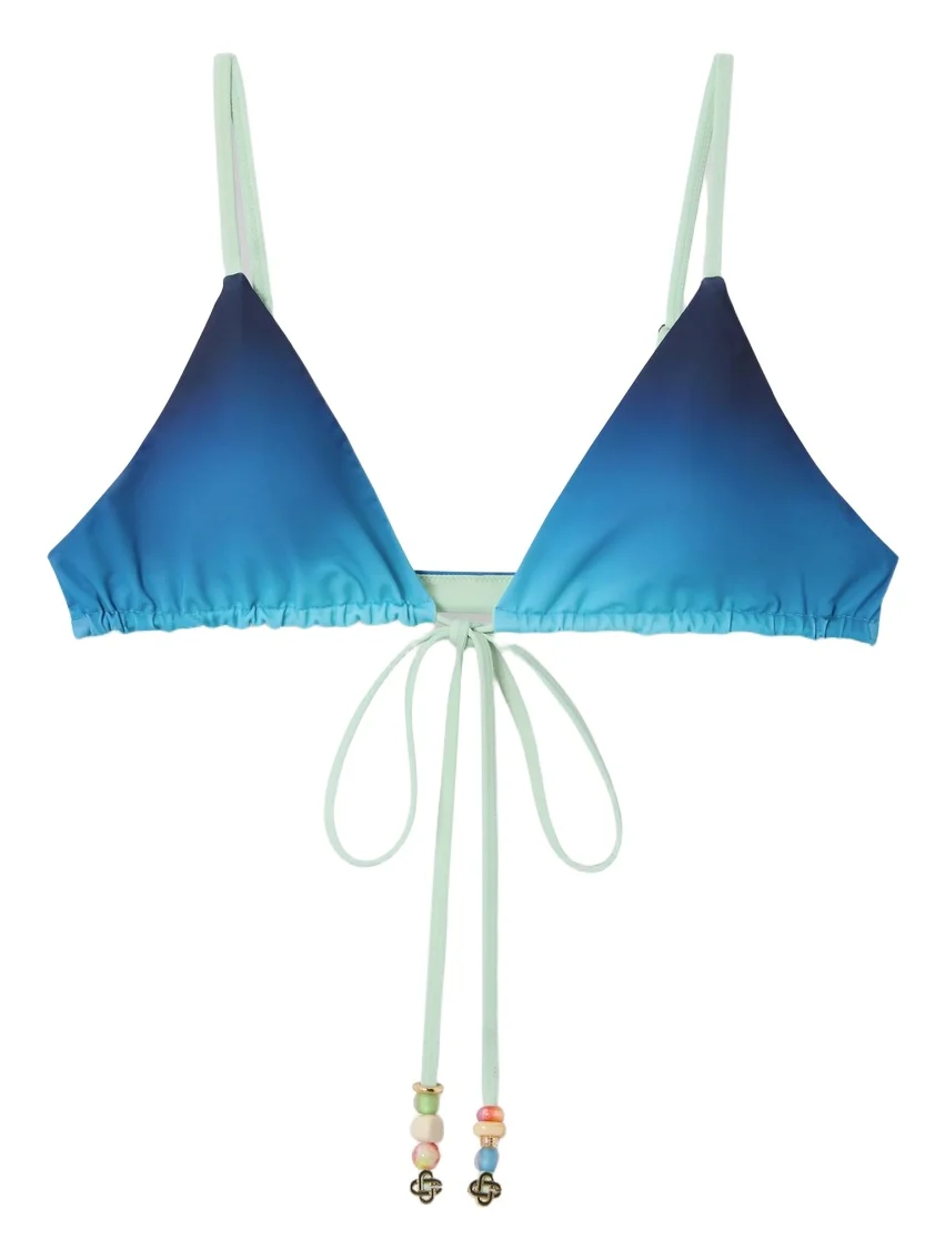Casablanca Blue & Green Gradient String Beaded Bikini Top
