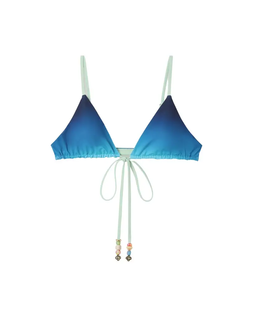 Casablanca Blue & Green Gradient String Beaded Bikini Top