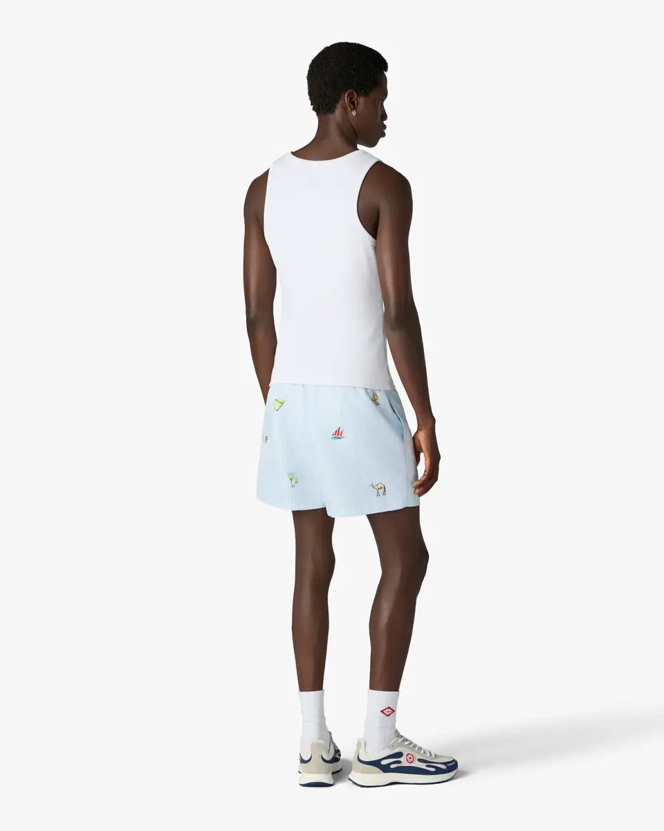 Casablanca Blue Striped Phantasmagoria Swim Shorts in Light Blue | Thumbnail 3