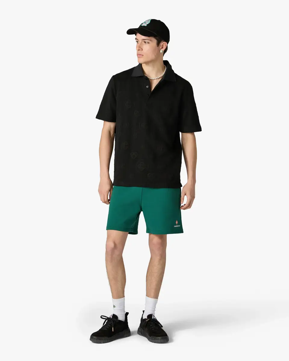 Casablanca Black Applique Monogram Short Sleeve Polo Shirt | Thumbnail 2 Casablanca Black Applique Monogram Short Sleeve Polo Shirt | Thumbnail 2