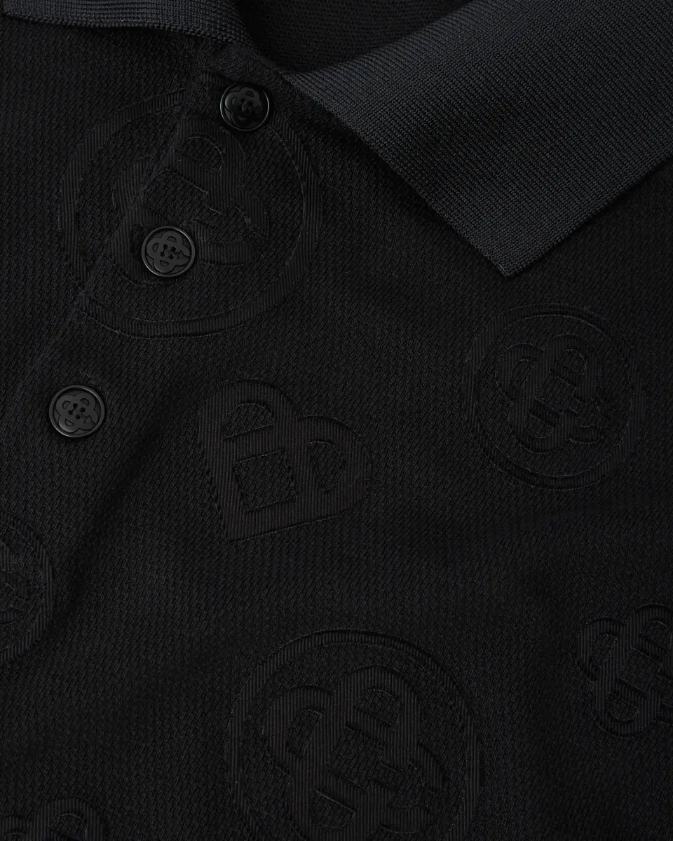 Casablanca Black Applique Monogram Short Sleeve Polo Shirt | Thumbnail 6 Casablanca Black Applique Monogram Short Sleeve Polo Shirt | Thumbnail 6