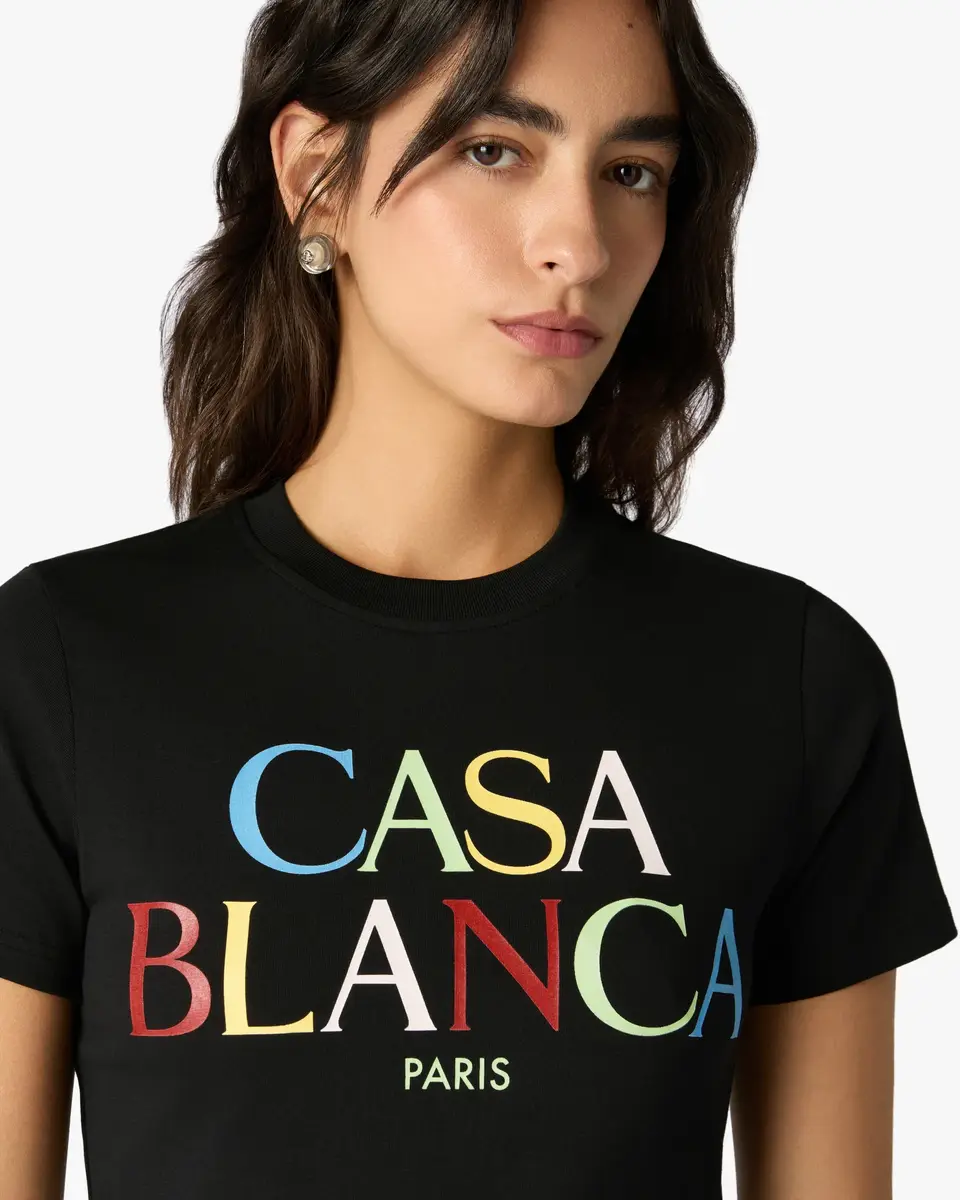 Casablanca Black Logo Cropped Baby Short Sleeved T-Shirt | Thumbnail 5 Casablanca Black Logo Cropped Baby Short Sleeved T-Shirt | Thumbnail 5