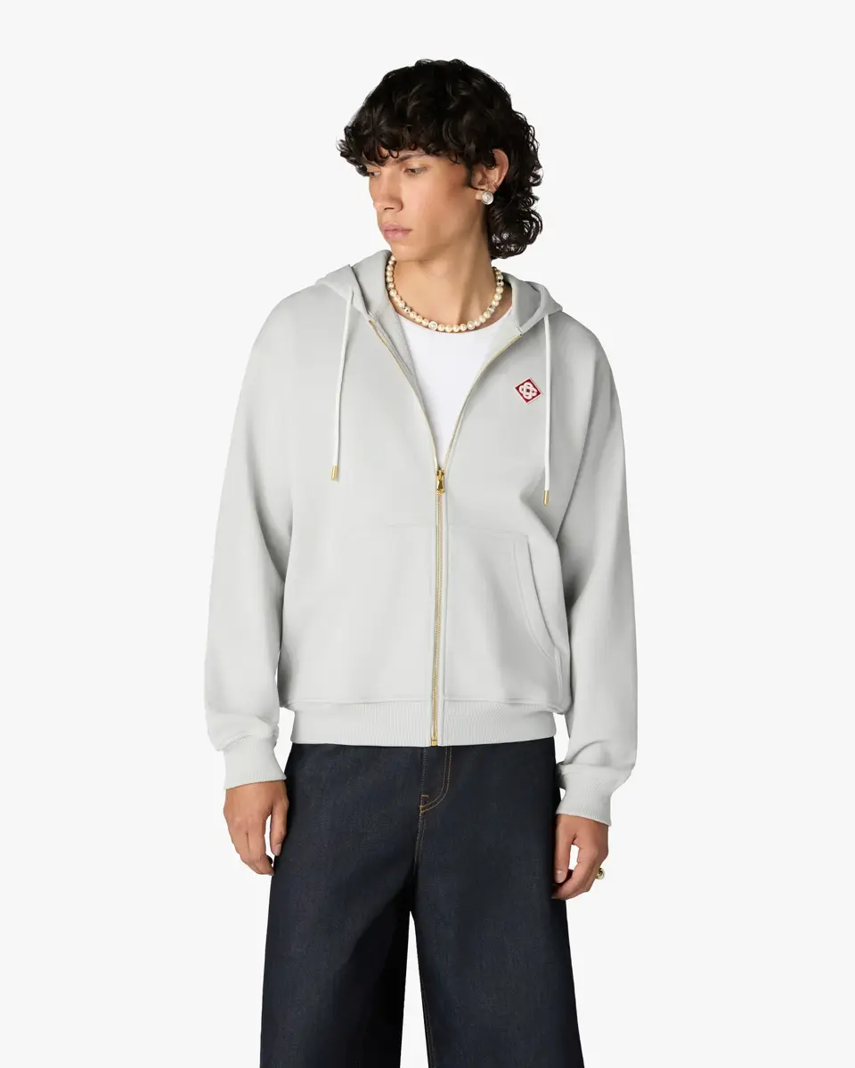 Casablanca Grey Diamond Logo Zip Hooded Sweatshirt | Thumbnail 4 Casablanca Grey Diamond Logo Zip Hooded Sweatshirt | Thumbnail 4