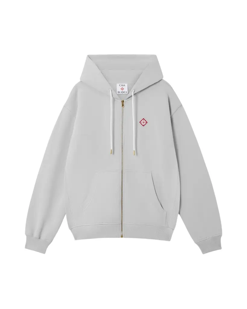 Casablanca Grey Diamond Logo Zip Hooded Sweatshirt