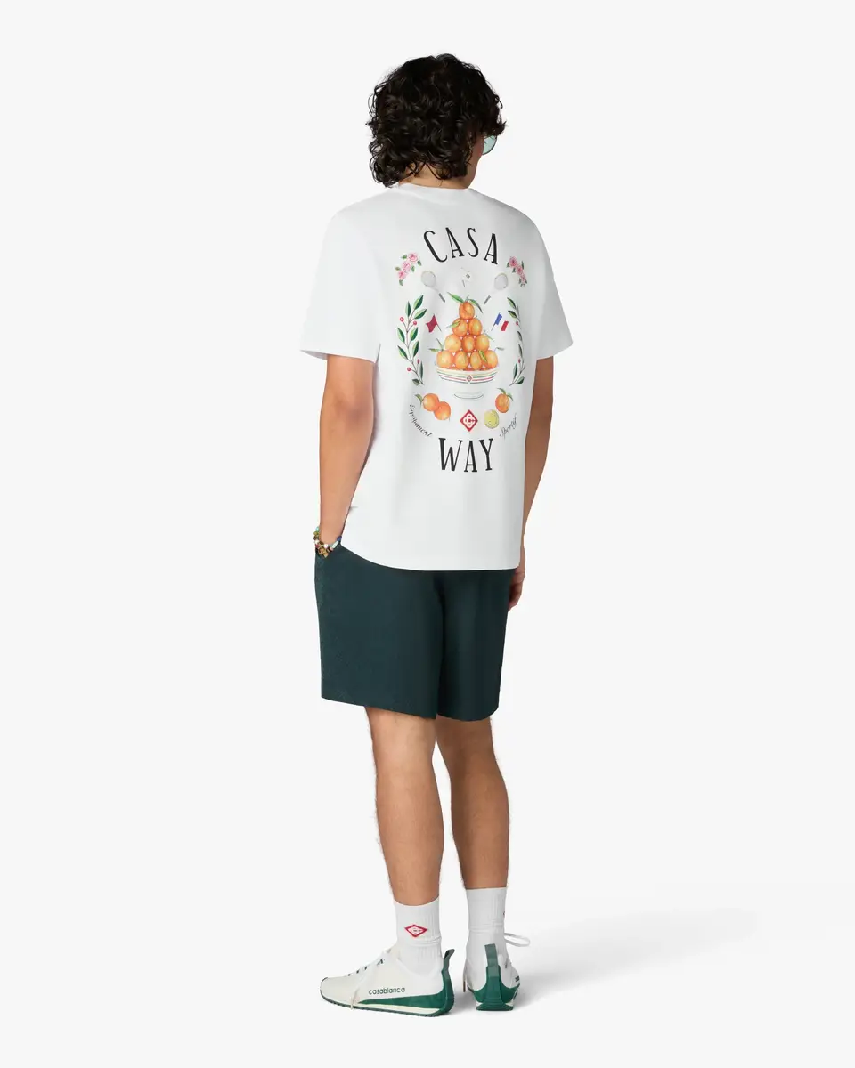 Casablanca White Casaway Short Sleeve T-Shirt in Orange | Thumbnail 3
