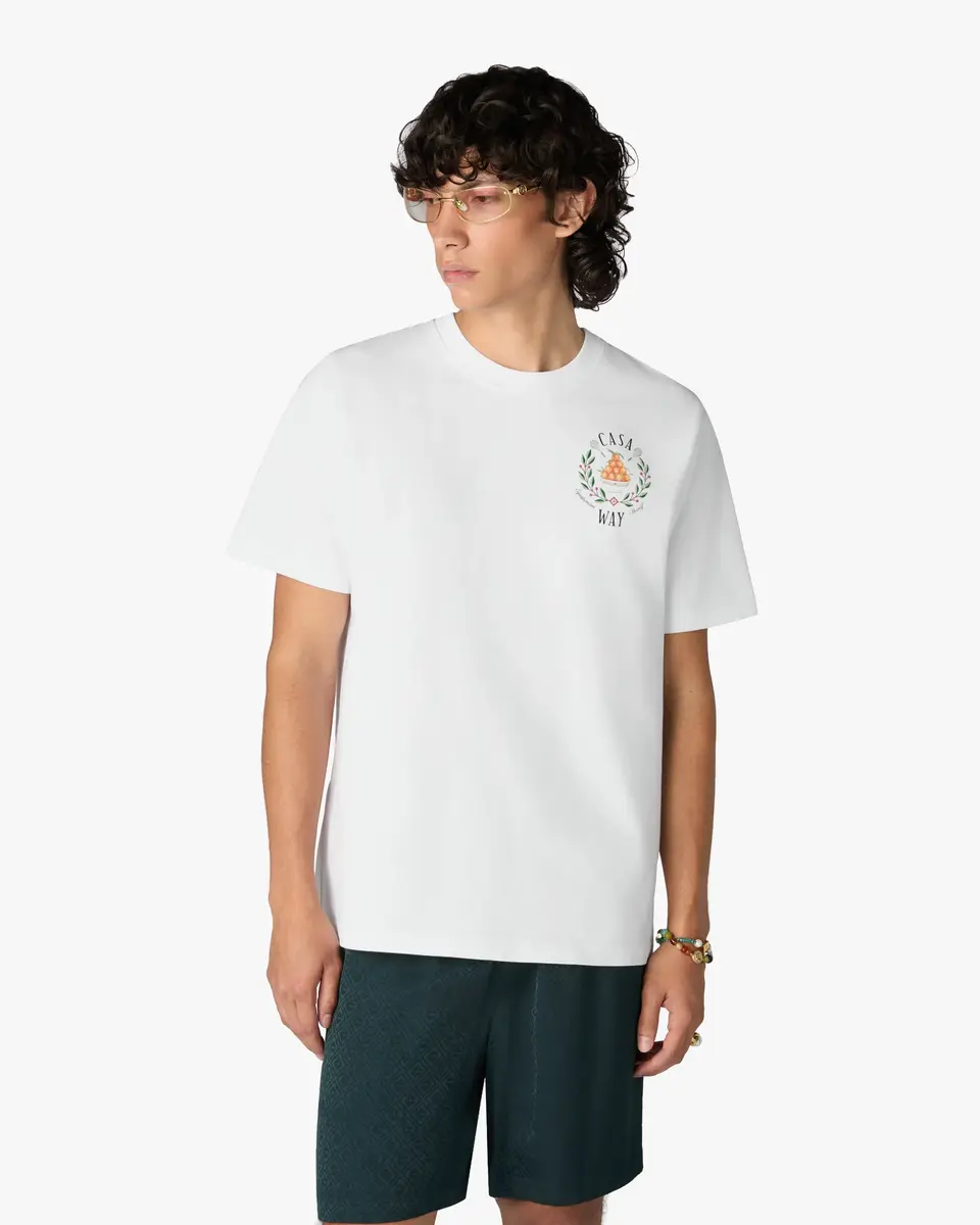 Casablanca White Casaway Short Sleeve T-Shirt in Orange | Thumbnail 4