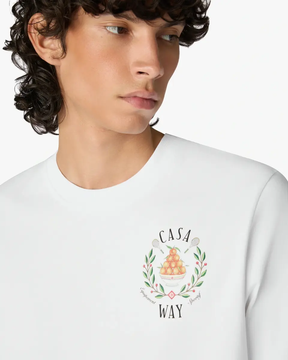 Casablanca White Casaway Short Sleeve T-Shirt in Orange | Thumbnail 5
