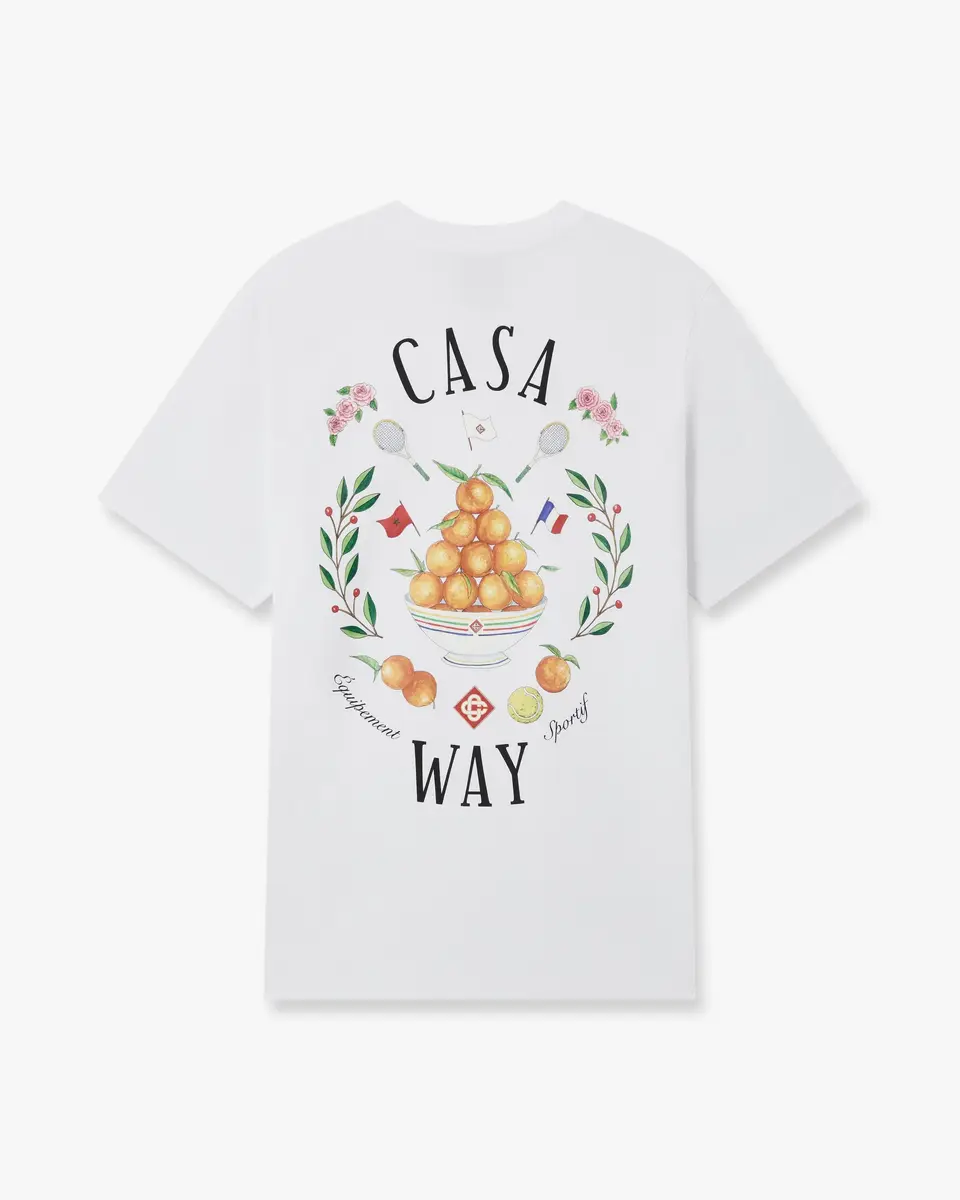Casablanca White Casaway Short Sleeve T-Shirt in Orange | Thumbnail 6