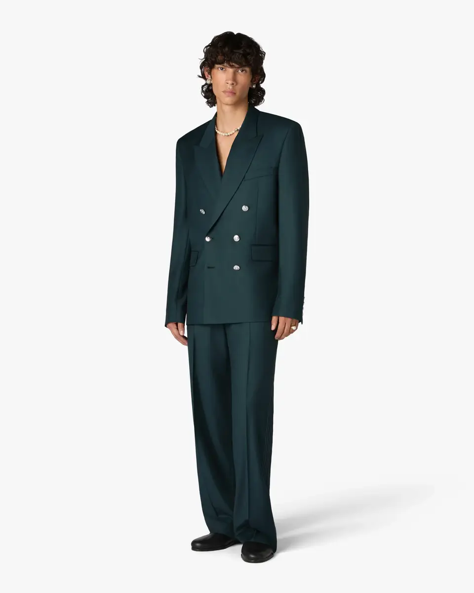 Casablanca Dark Teal Straight Leg Trousers | Thumbnail 2 Casablanca Dark Teal Straight Leg Trousers | Thumbnail 2