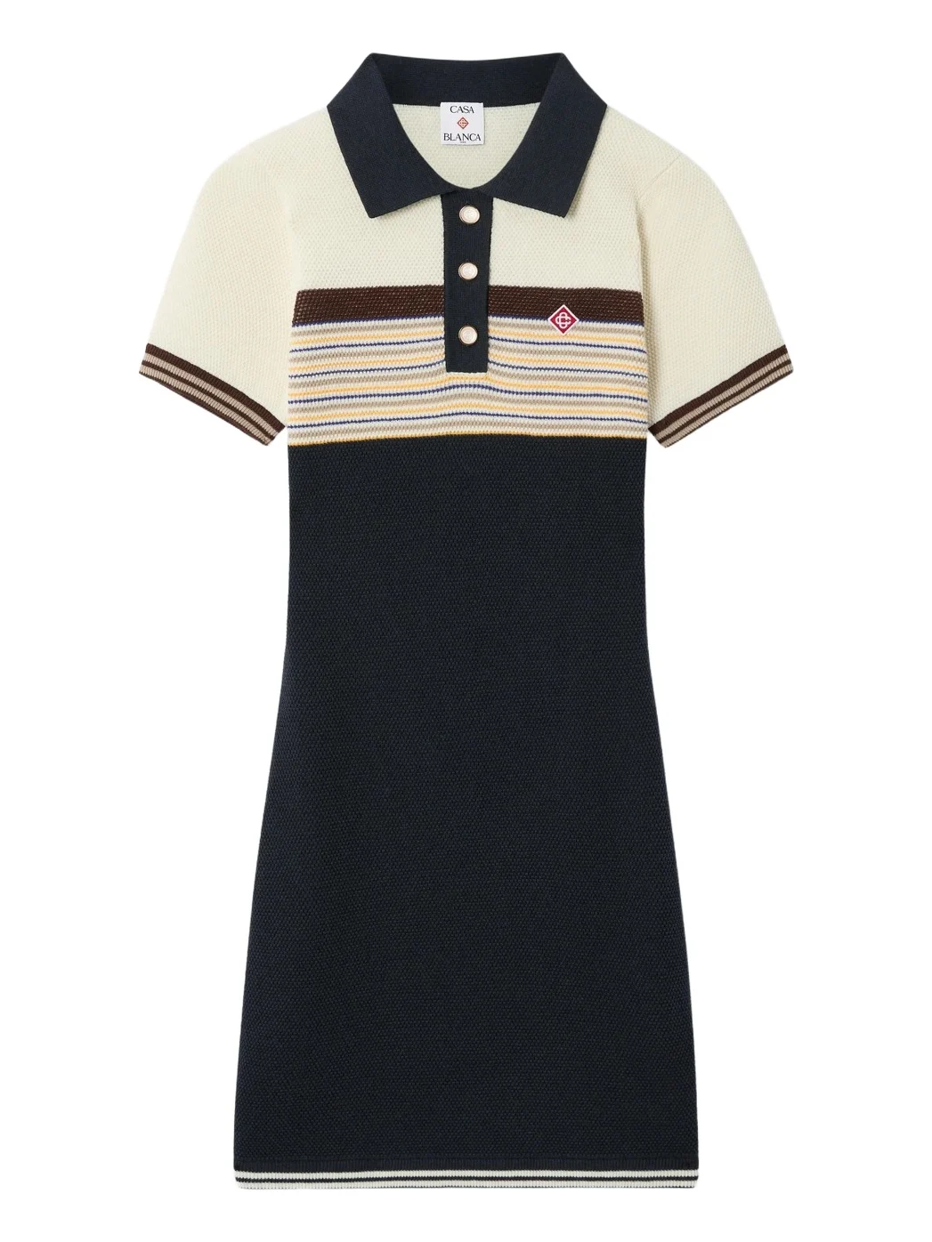 Casablanca Café Culture Wool Stripe Polo Mini Dress