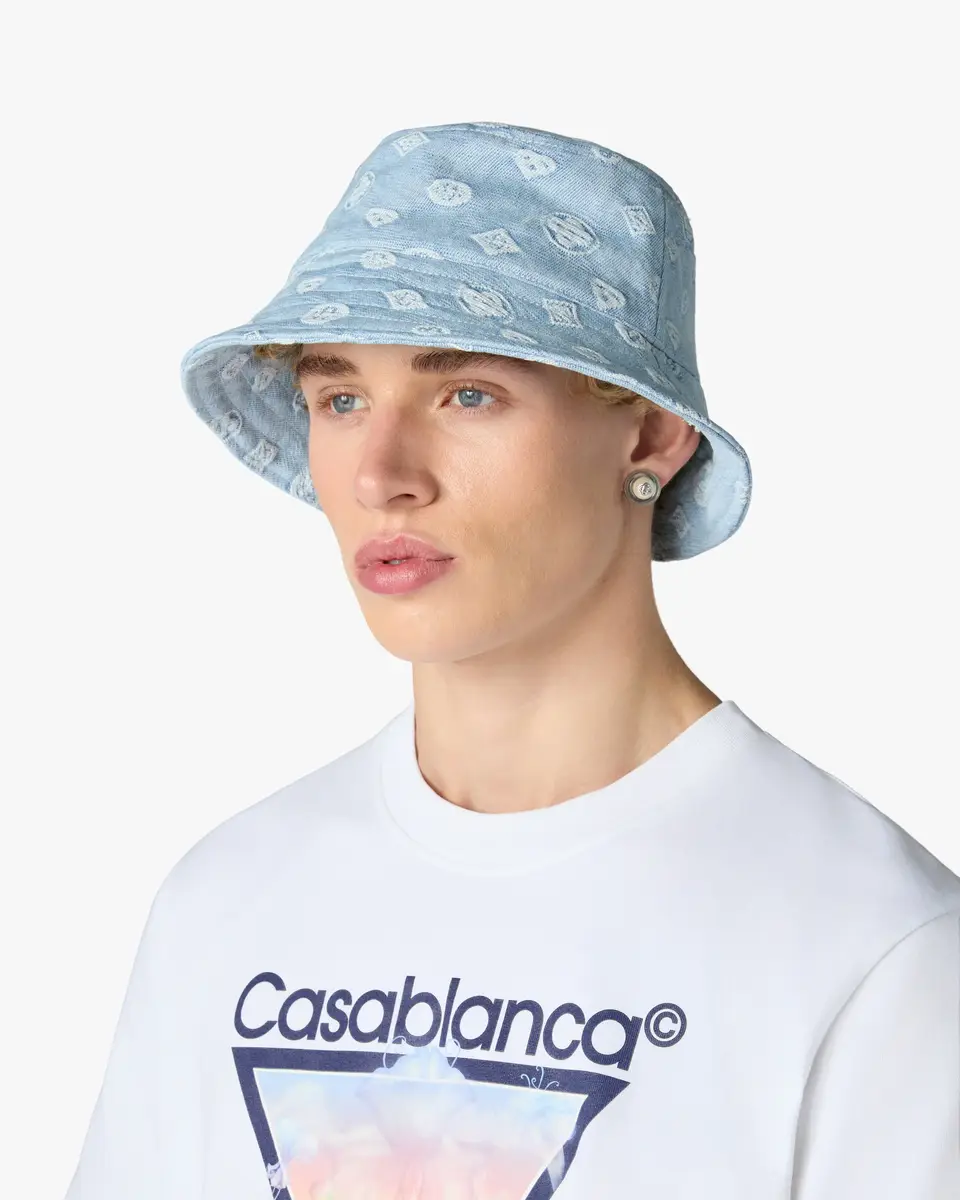 Casablanca Light Blue Denim Bucket Hat | Thumbnail 2 Casablanca Light Blue Denim Bucket Hat | Thumbnail 2
