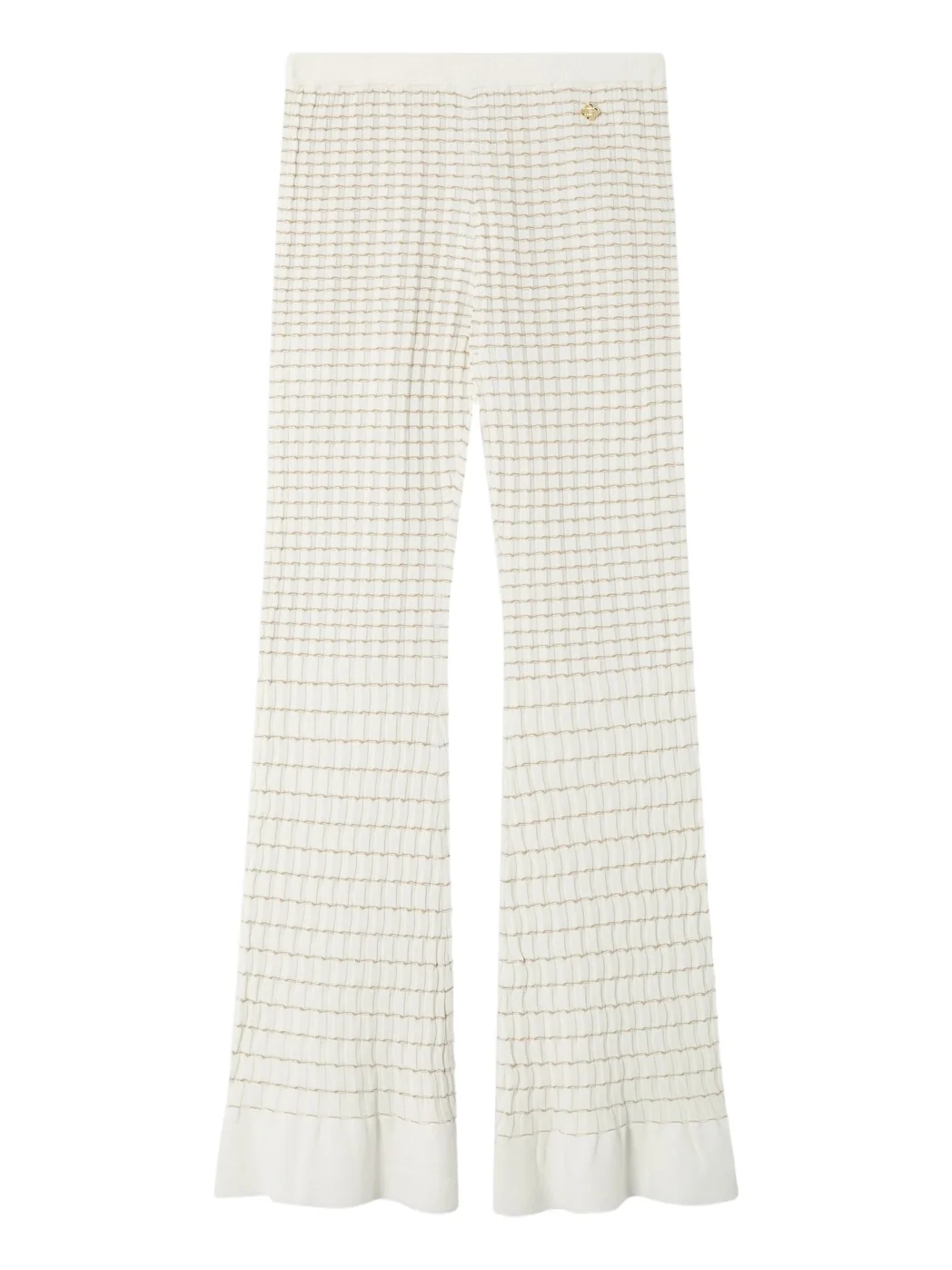 White Pleated Mosaic Pants