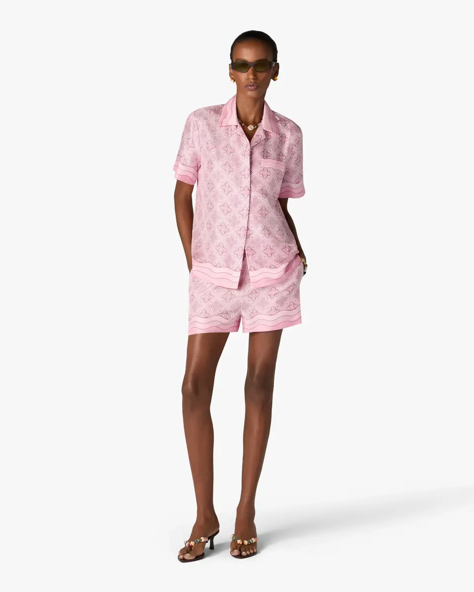 Casablanca Pink Radiating Monogram Silk Shorts | Thumbnail 2