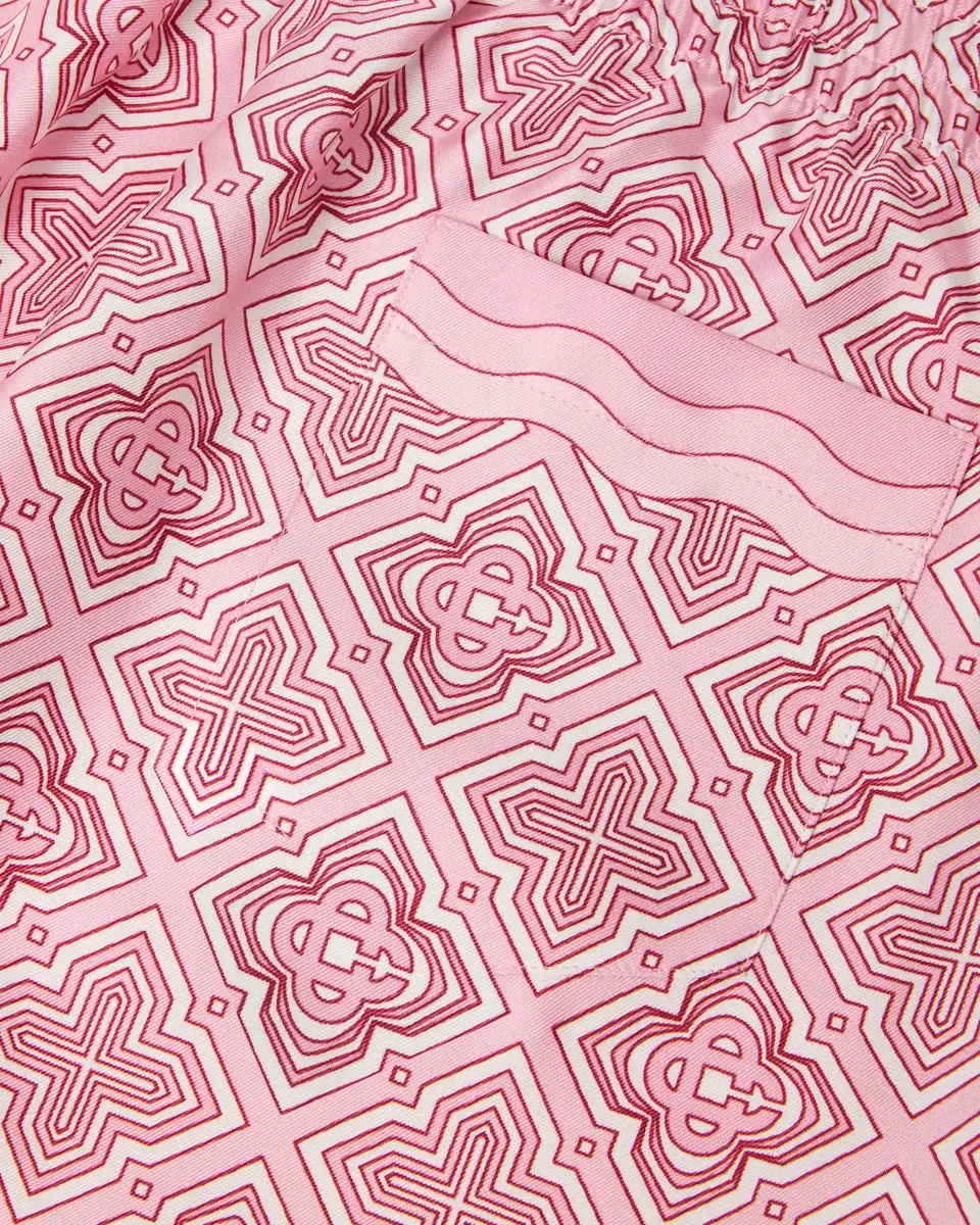 Casablanca Pink Radiating Monogram Silk Shorts | Thumbnail 6