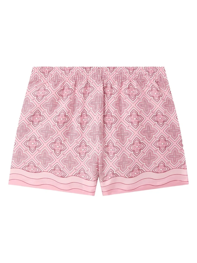 Casablanca Pink Radiating Monogram Silk Shorts