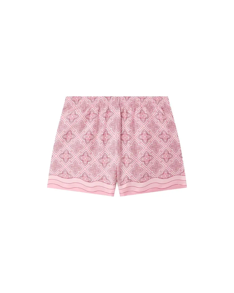 Pink Radiating Monogram Silk Shorts Pink Radiating Monogram Silk Shorts