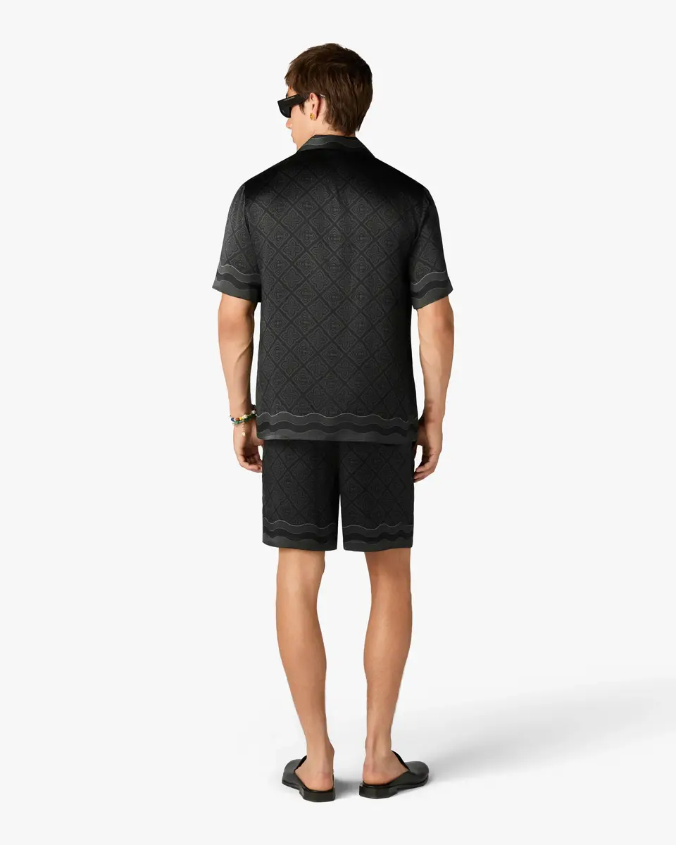 Casablanca Black Radiating Monogram Silk Shorts | Thumbnail 3