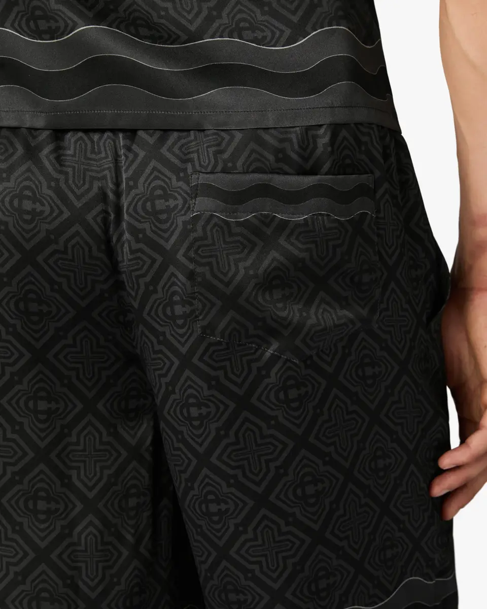 Casablanca Black Radiating Monogram Silk Shorts | Thumbnail 5