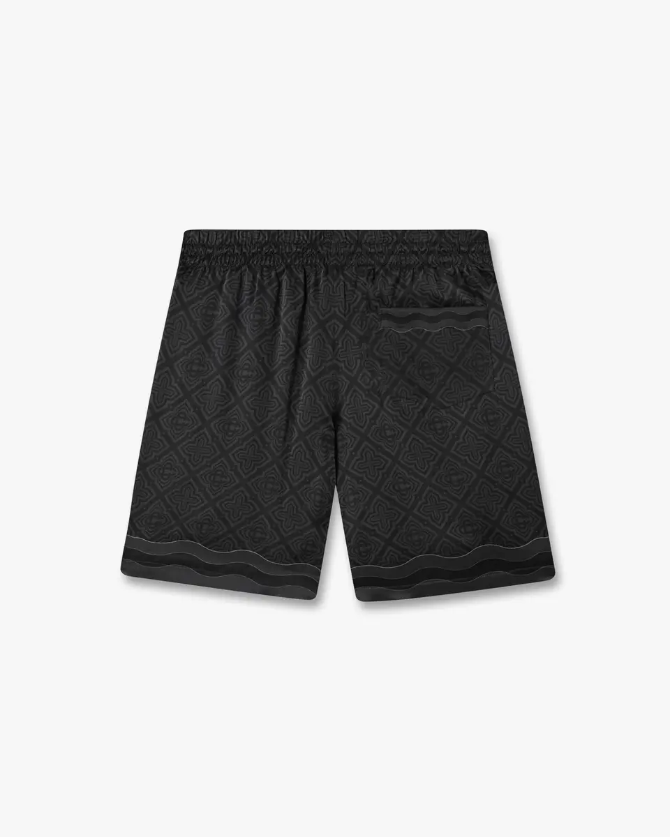 Casablanca Black Radiating Monogram Silk Shorts | Thumbnail 6