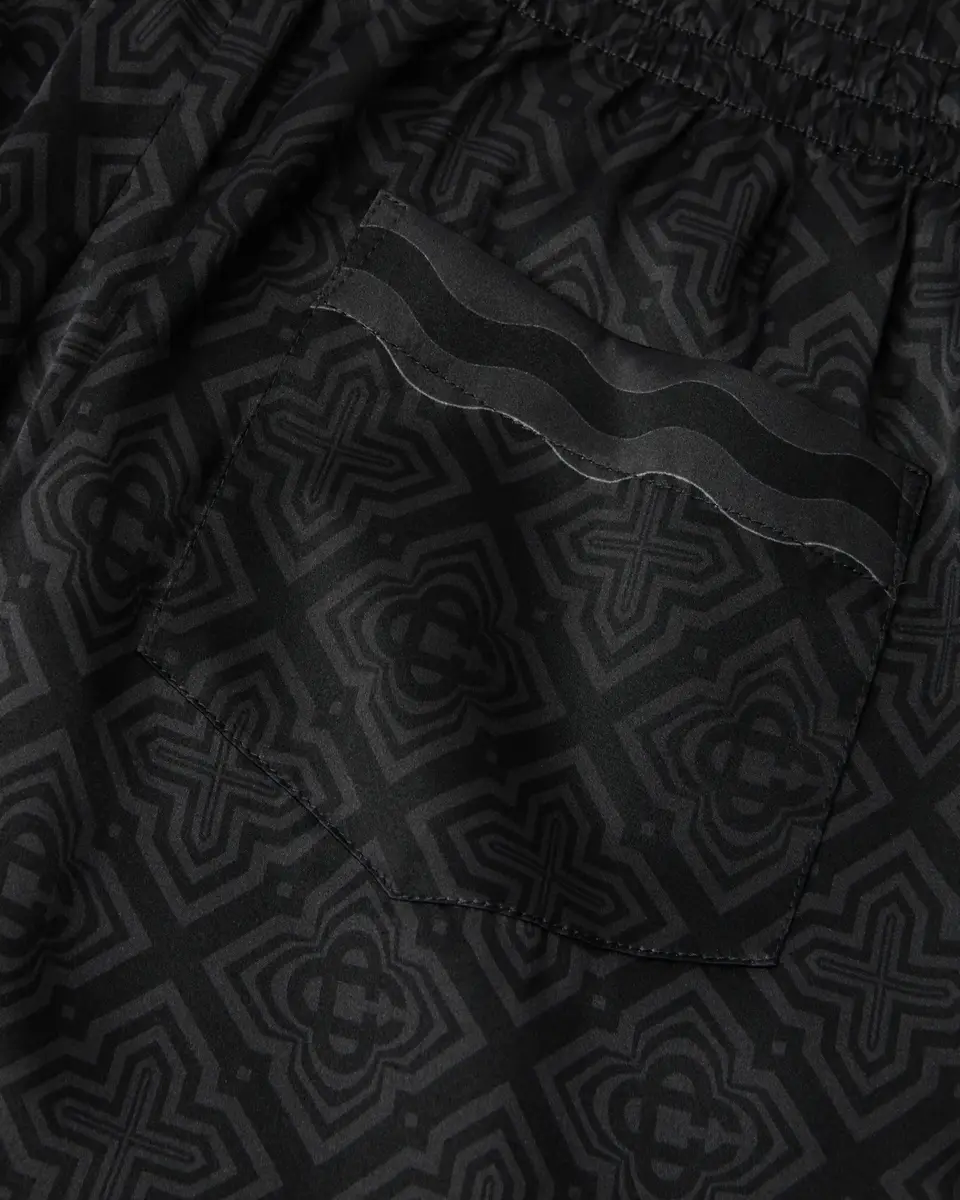 Casablanca Black Radiating Monogram Silk Shorts | Thumbnail 7