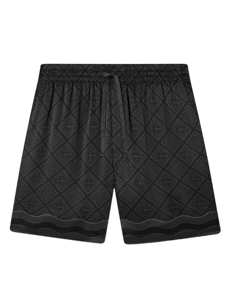 Casablanca Black Radiating Monogram Silk Shorts