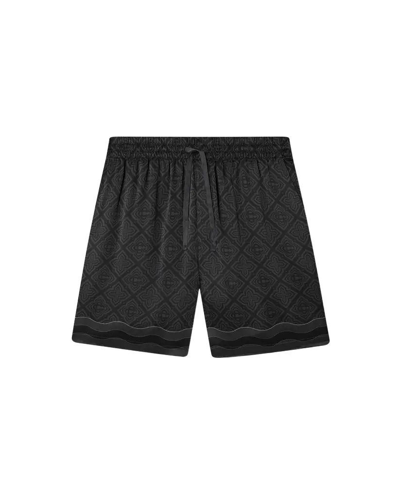 Black Radiating Monogram Silk Shorts