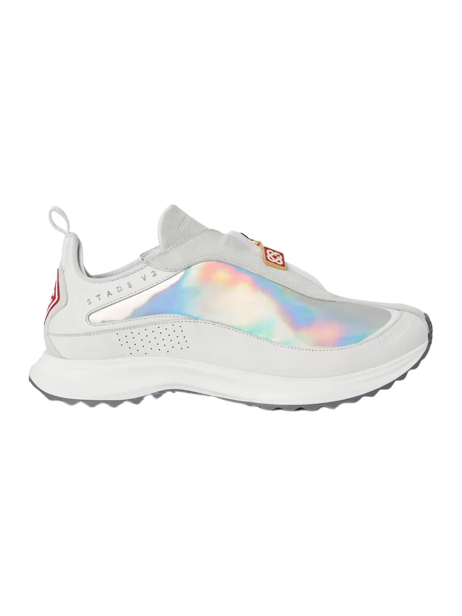 Casablanca White & Silver Stade Zip Sneaker