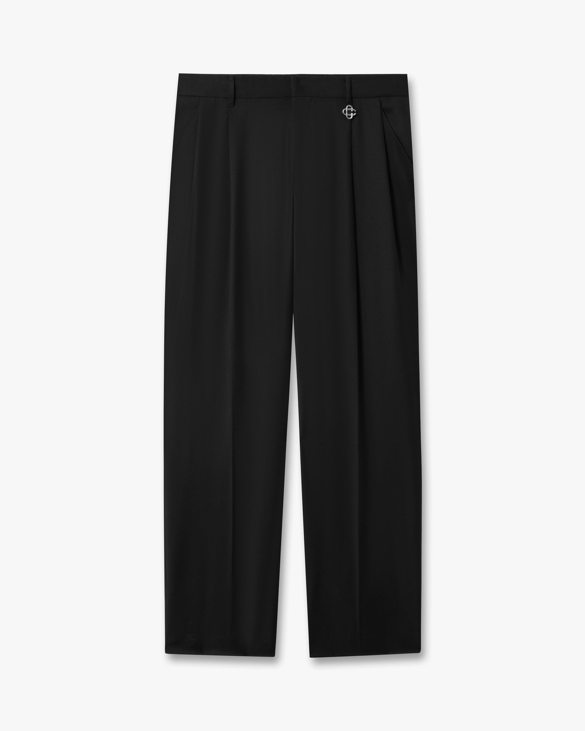Black Pleated Straight Leg Trousers Black Pleated Straight Leg Trousers