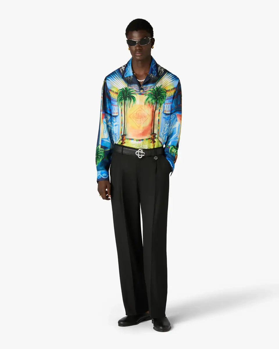 Casablanca Black Pleated Straight Leg Trousers | Thumbnail 2 Casablanca Black Pleated Straight Leg Trousers | Thumbnail 2