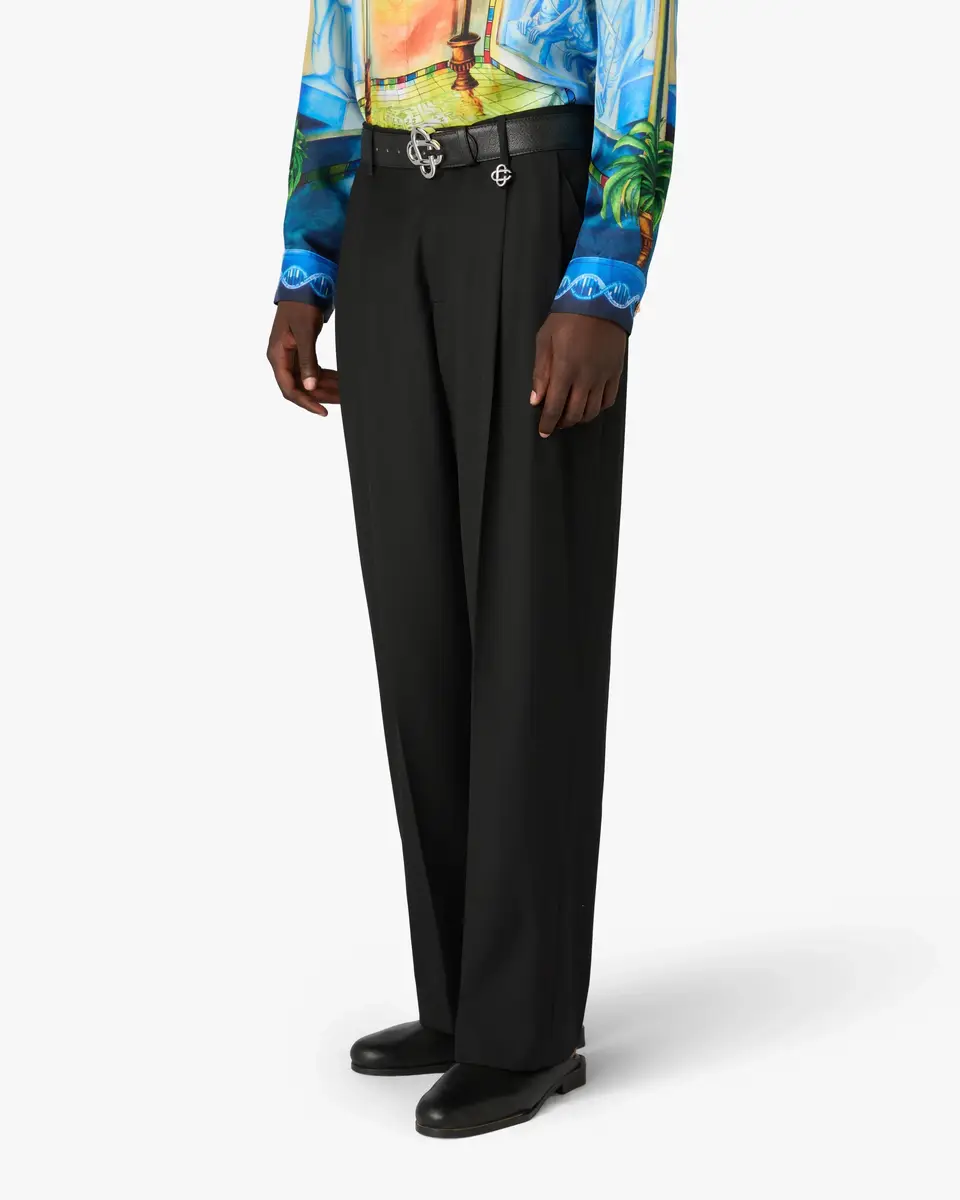 Casablanca Black Pleated Straight Leg Trousers | Thumbnail 4 Casablanca Black Pleated Straight Leg Trousers | Thumbnail 4