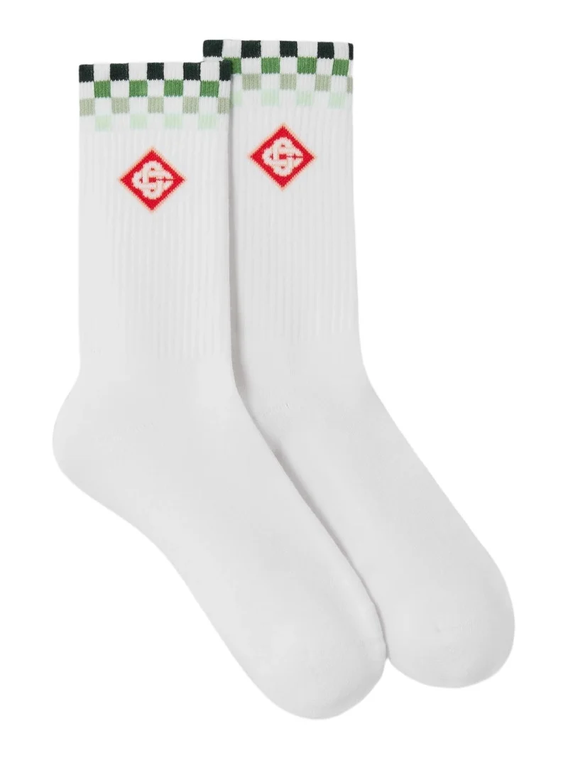 Casablanca Green Checkers Crew Socks