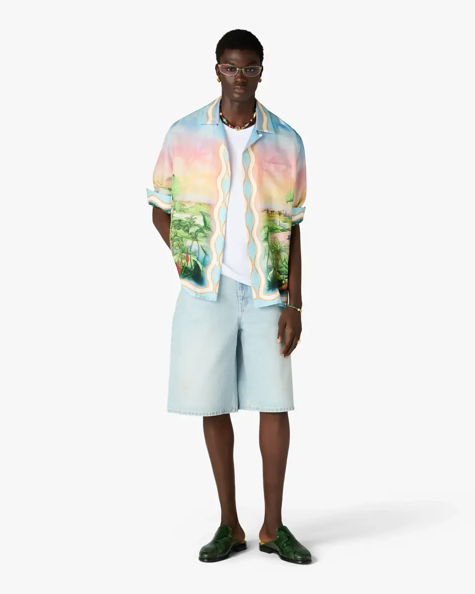 Casablanca Tennis Club Long Sleeve Silk Twill Shirt | Thumbnail 2