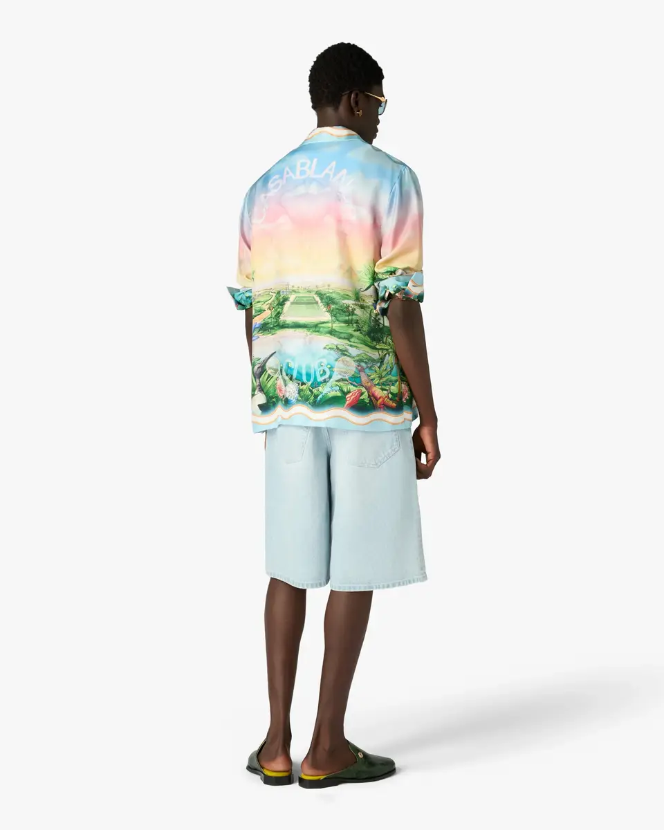 Casablanca Tennis Club Long Sleeve Silk Twill Shirt | Thumbnail 3
