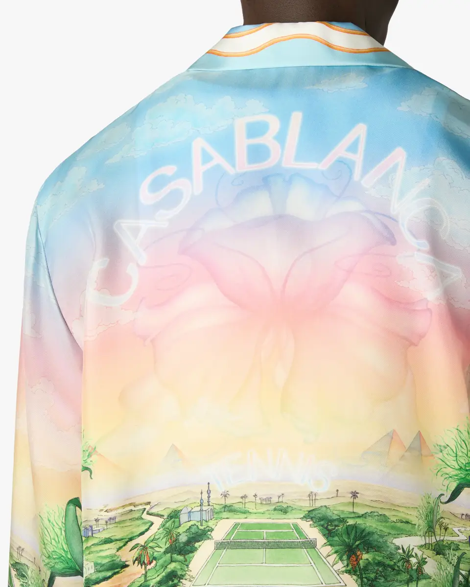 Casablanca Tennis Club Long Sleeve Silk Twill Shirt | Thumbnail 5