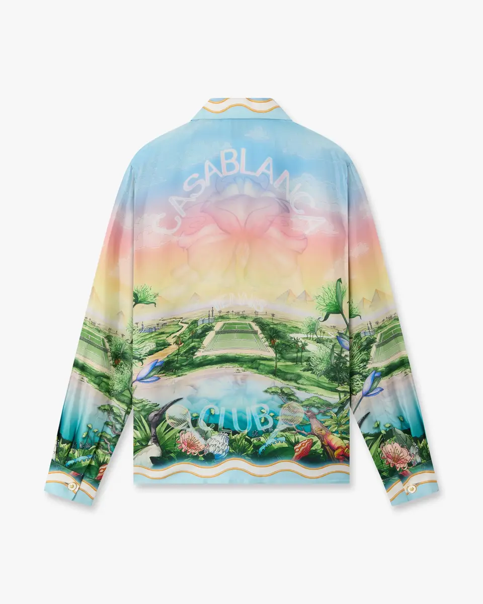 Casablanca Tennis Club Long Sleeve Silk Twill Shirt | Thumbnail 6