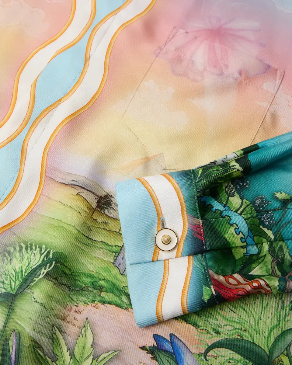 Casablanca Tennis Club Long Sleeve Silk Twill Shirt | Thumbnail 7