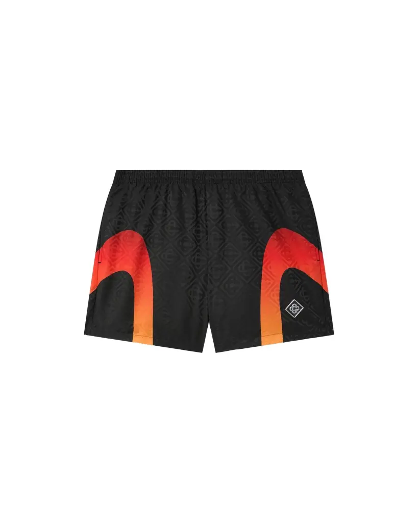 Black & Orange Gradient Jacquard Swim Shorts Black & Orange Gradient Jacquard Swim Shorts