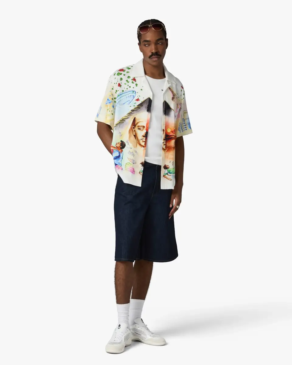 Casablanca Arts Egyptiens Short Sleeve Linen Shirt | Thumbnail 2